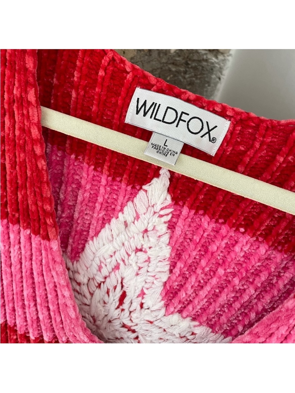 Wildfox Two-Tone Pink & Red Chenille Teddy Jacket